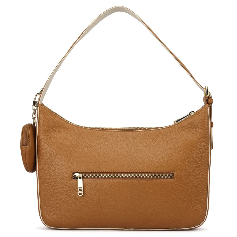 Da Milano Caramel Medium Wax Leather Hobo - Caramel for Women | Best Price UAE